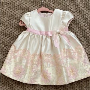 Girls Dress (beige and pink embroidered)